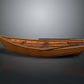 Classic Wooden Boat Hull With Seats And Natural Wood Grain Reflection