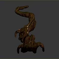 Unique Artistic Tree Sculpture With Twisted Trunk And Green Brown Branches