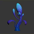 Vibrant Abstract Creature Character With Blue Purple Tentacles And Polka Dot Round Base 3d model