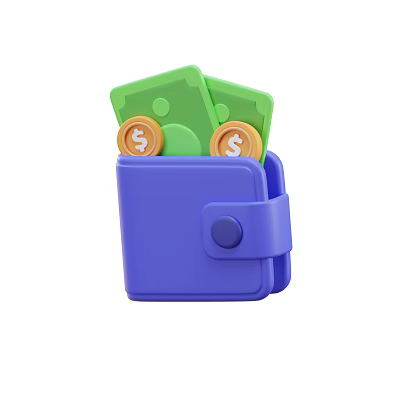 Blue Wallet With Green Dollar Bills And Gold Coins Inside Design 3d model Blue Wallet With Green Dollar Bills And Gold Coins Inside Design 3d model