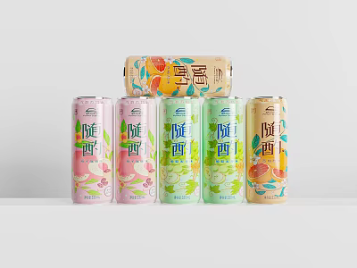Refreshing Canned Fruit Flavored Beverages With Assorted Flavors And Vibrant Packaging 3d model