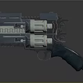 Mechanical Double Barrel Revolver With Metal Construction And Futuristic Tactical Design