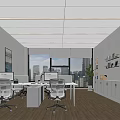 Modern Public Office Desk and Chair Printer 3d model