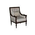 Classic Accent Chair With Tufted Back Beige Upholstery Wooden Frame And Armrests