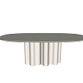 Modern Round Dining Table With White Tabletop And Fluted Cylindrical Base 3d model