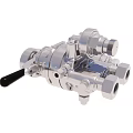 Industrial Stainless Steel Valve With Multi Port Connections And Control Handle