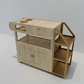 Light Wood Sideboard with Modern Design Top Cup Holders Open Shelves and Cabinet Doors