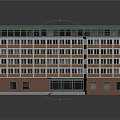Modern Residential Building With Red Brick Exterior Solar Panels On Roof And Multiple Windows