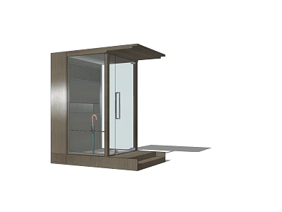 Modern Sleek Shower Enclosure With Glass Door Wooden Frame And Step Design 3d model