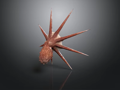 Unique Starfish With Multiple Sharp Red Brown Spikes And Textured Body 3d model