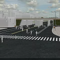 Modern Road Infrastructure Featuring Underpass Vehicles Street Lamps Crosswalk And Overpass