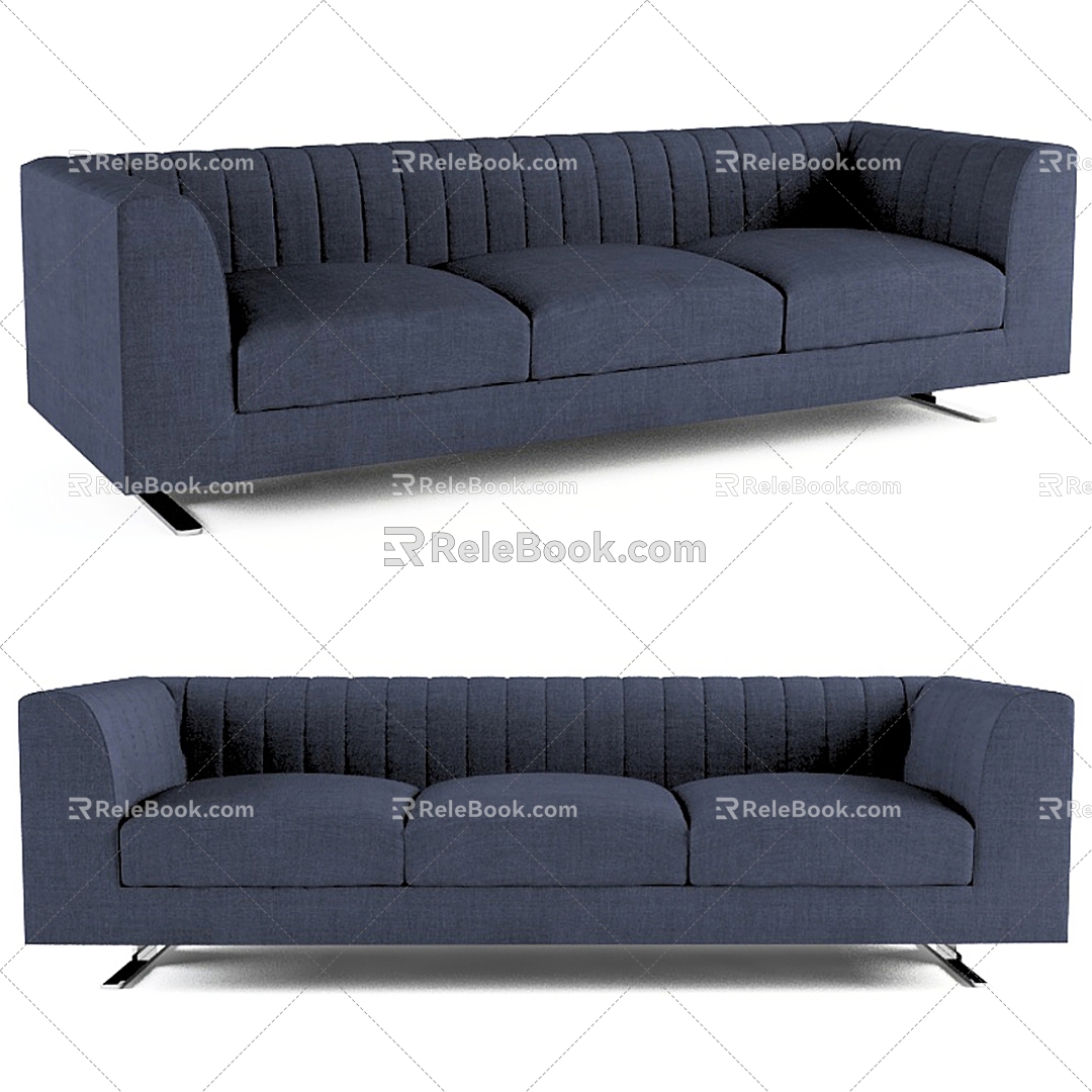 Modern navy three-seat sofa model