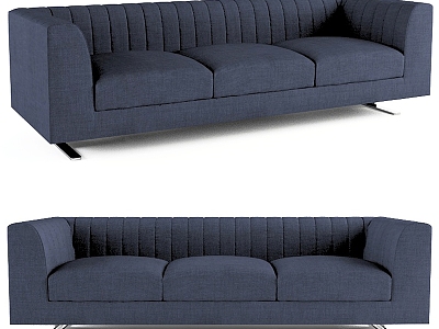 Modern navy three-seat sofa model