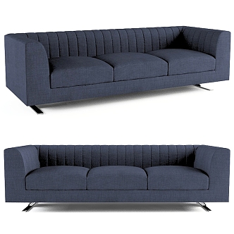 Modern navy three-seat sofa 3d model