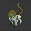 Futuristic Robot Dog With Transparent Helmet Green White Design And Mechanical Structure