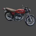 Red Vintage Motorcycle With Brown Seat And Silver Engine Design 3d model
