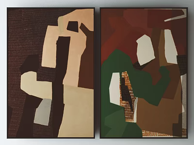 Two Abstract Paintings With Geometric Shapes And Colorful Patterns For Wall Decor 3d model