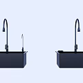 Modern Black Kitchen Sink with High Arc Faucet and Integrated Drying Rack