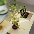 Modern Open Kitchen Interior With White Cabinets Island Coffee Machine And Yellow Flowers