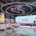 Billiards Hall Billiards Table Front Hall Rest Area Ring Chandelier Grab Doll Machine Game Machine Gradient Membrane Leisure Chair 3d model
