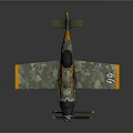 Space and Aerospace 3D Airplane Model Miss Avion Green Camouflage Yellow Orange Accents Wing 33