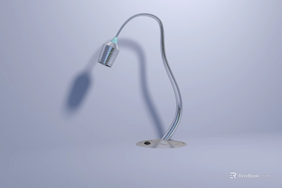 Modern Silver Desk Lamp With Curved Arm And Sleek Base Design 3d model 