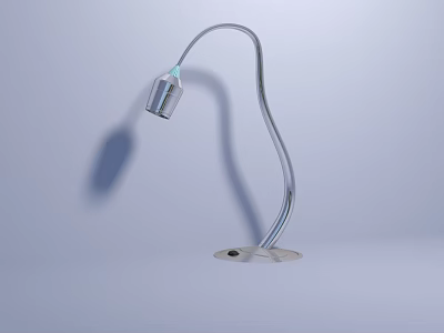 Modern Silver Desk Lamp With Curved Arm And Sleek Base Design 3d model