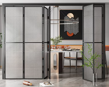 Modern folding door glass door 3d model