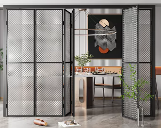 Modern folding door glass door 3d model