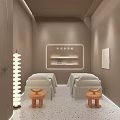 Elegant Warm Tone Beauty Salon Interior Design With Comfortable Waiting And Professional Consultation Area