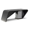 Unique Modern Curved Carbon Fiber Desk With Glossy Storage Drawer Unit For Luxury Home Office