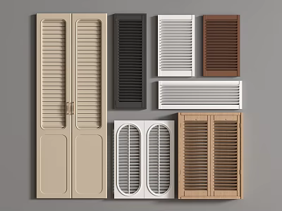 Various Colored Louvered Panels And Vent Covers With Different Designs 3d model