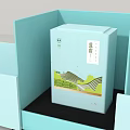 Elegant Tea Gift Box Ornament Display Combination With Light Blue Cases And Green Patterns 3d model