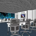 Modern monitoring room Command control room Dispatching command center Monitoring hall Command hall Office desks and chairs 3d model