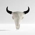 Modern White Bull Skull Wall Decor With Black Horns For Home Living Room