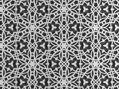 Black And White Geometric Decorative Panel With Symmetrical Floral Pattern Design 3d model