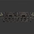 Hexagonal Ancient Castle Fortress Architecture Detailed Model With Stone Walls And Turrets