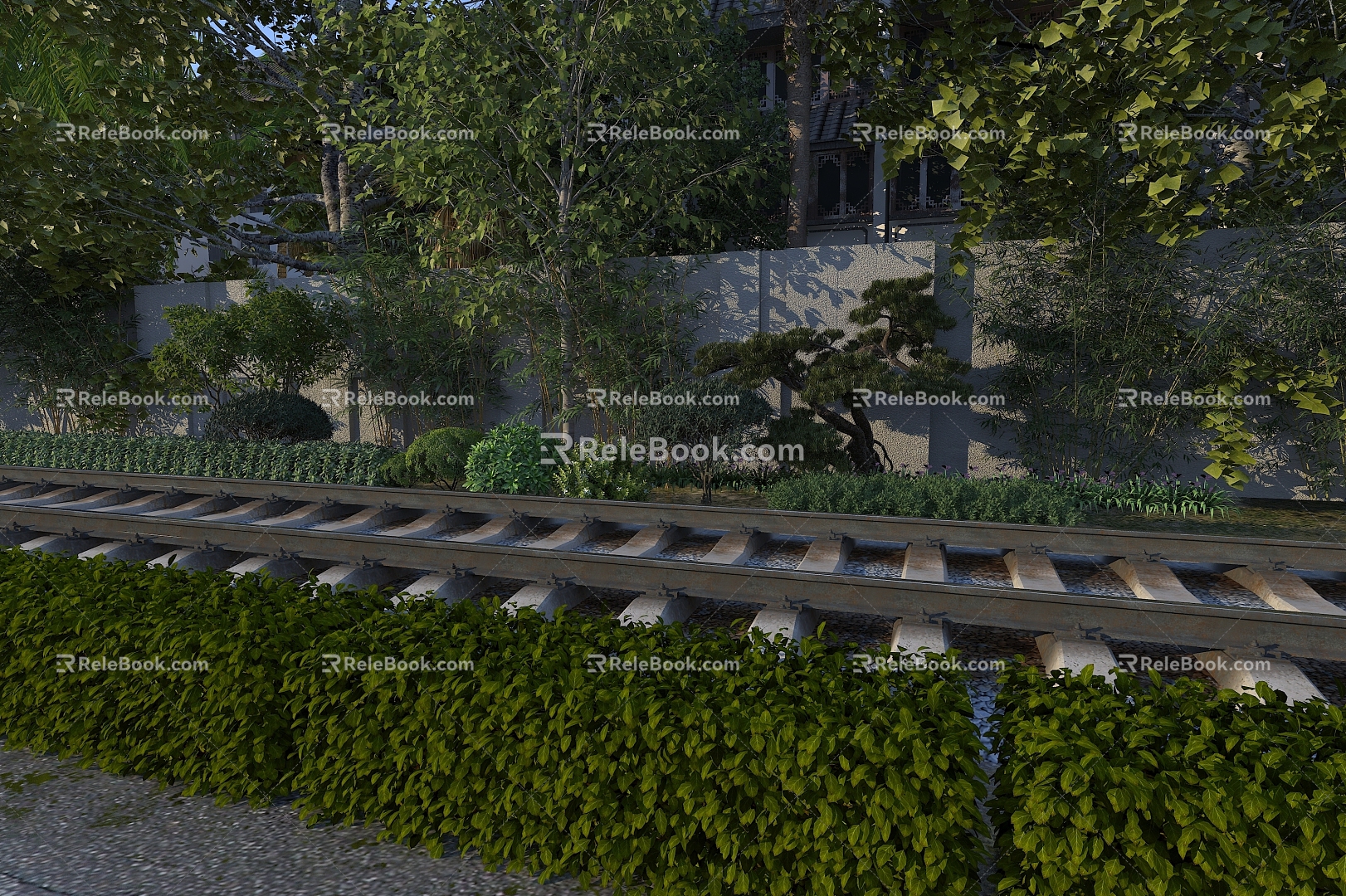 modern railway road 3d model