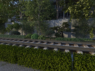 modern railway road 3d model