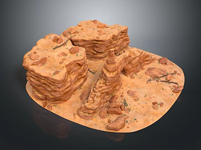 Stone and Wood Natural Landscape Model Featuring Layered Rock and Wooden Details 3d model