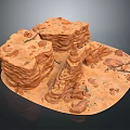 Stone and Wood Natural Landscape Model Featuring Layered Rock and Wooden Details