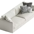 Modern White Two seater Sofa With Black And White Geometric Pattern Gray And White Cushions