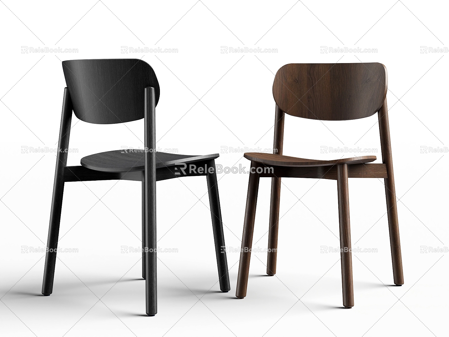 New Chinese Dining Chair Single Chair Log Single Chair 3d model