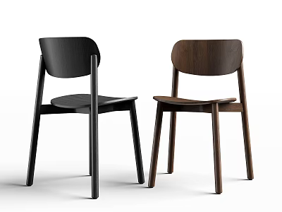 Modern Minimalist Wooden Dining Chairs In Black And Brown Sleek Design 3d model