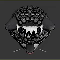 Snow Leopard Head Artistic Design With Yellow Eyes Pink Nose And Black White Spots