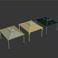 Outdoor Canopy Tables In Blue Beige Green Colors With Square Tops And Legs