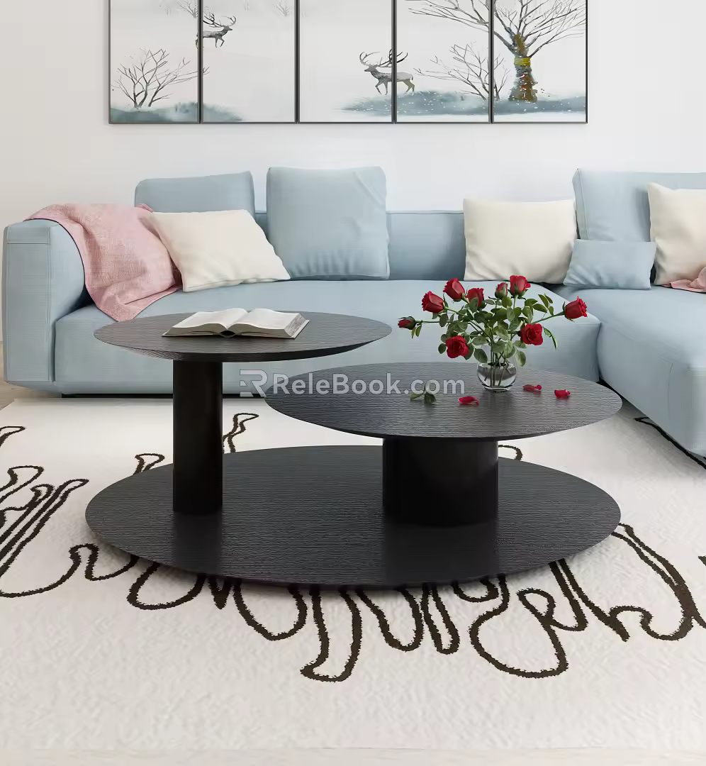 Nordic Multiplayer Sofa Coffee Table 3d model