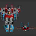 Colorful Robot Figure And Sleek Airplane Model Standing With Red White Blue Design