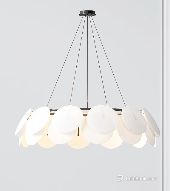 Modern Contemporary Chandelier With Multiple Circular White Discs And Metal Frame 3d model 