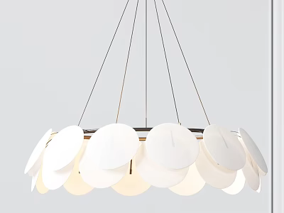Modern Contemporary Chandelier With Multiple Circular White Discs And Metal Frame 3d model